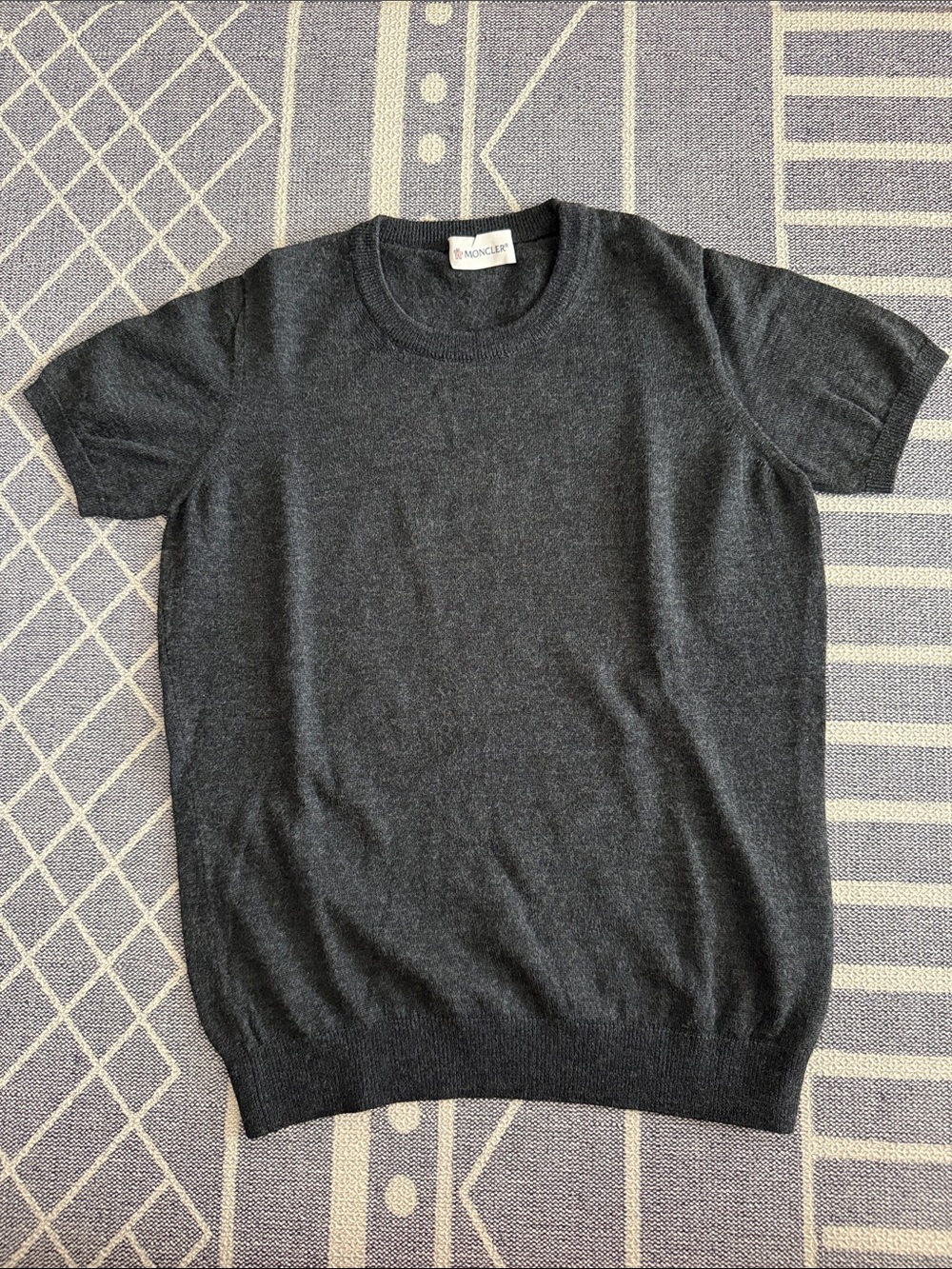 Moncler Women’s Crewneck Short-Sleeve Sweater in Charcoal Gray
